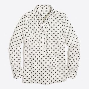 Jcrew Polka Dot 1/4 Button Down Popover Shirt
